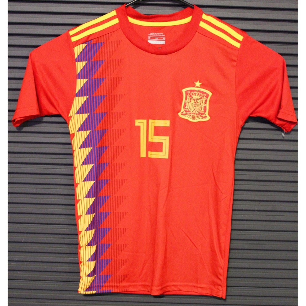 Soccer Spain Jersey Mens XS Red Ramos 15 Soccer Shirt World Cup Graphic Kit